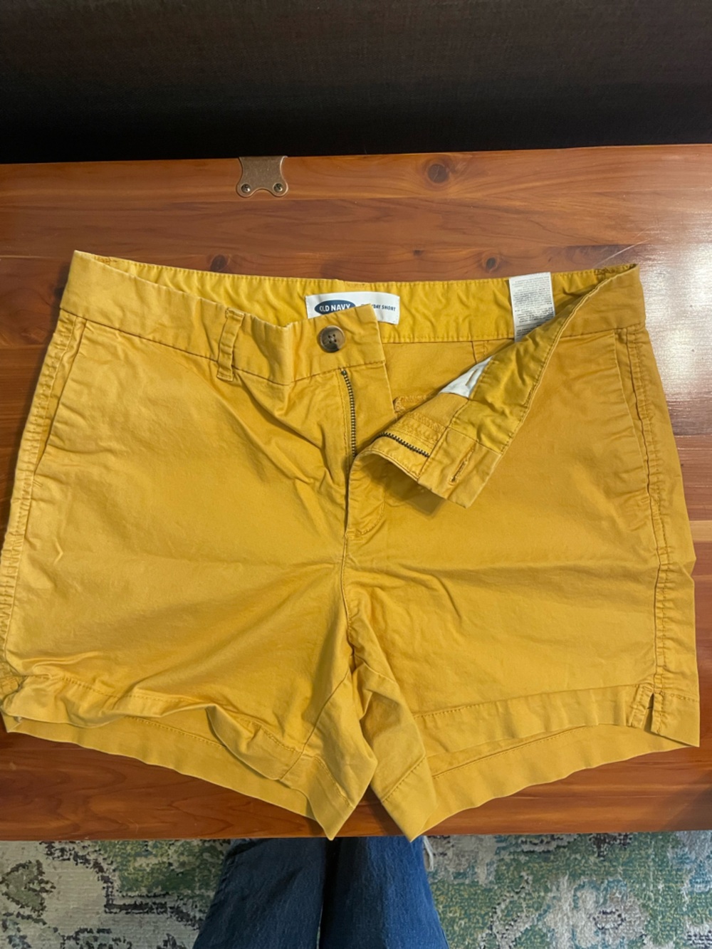 Old Navy Mustard Yellow Mid-Rise Cotton Shorts